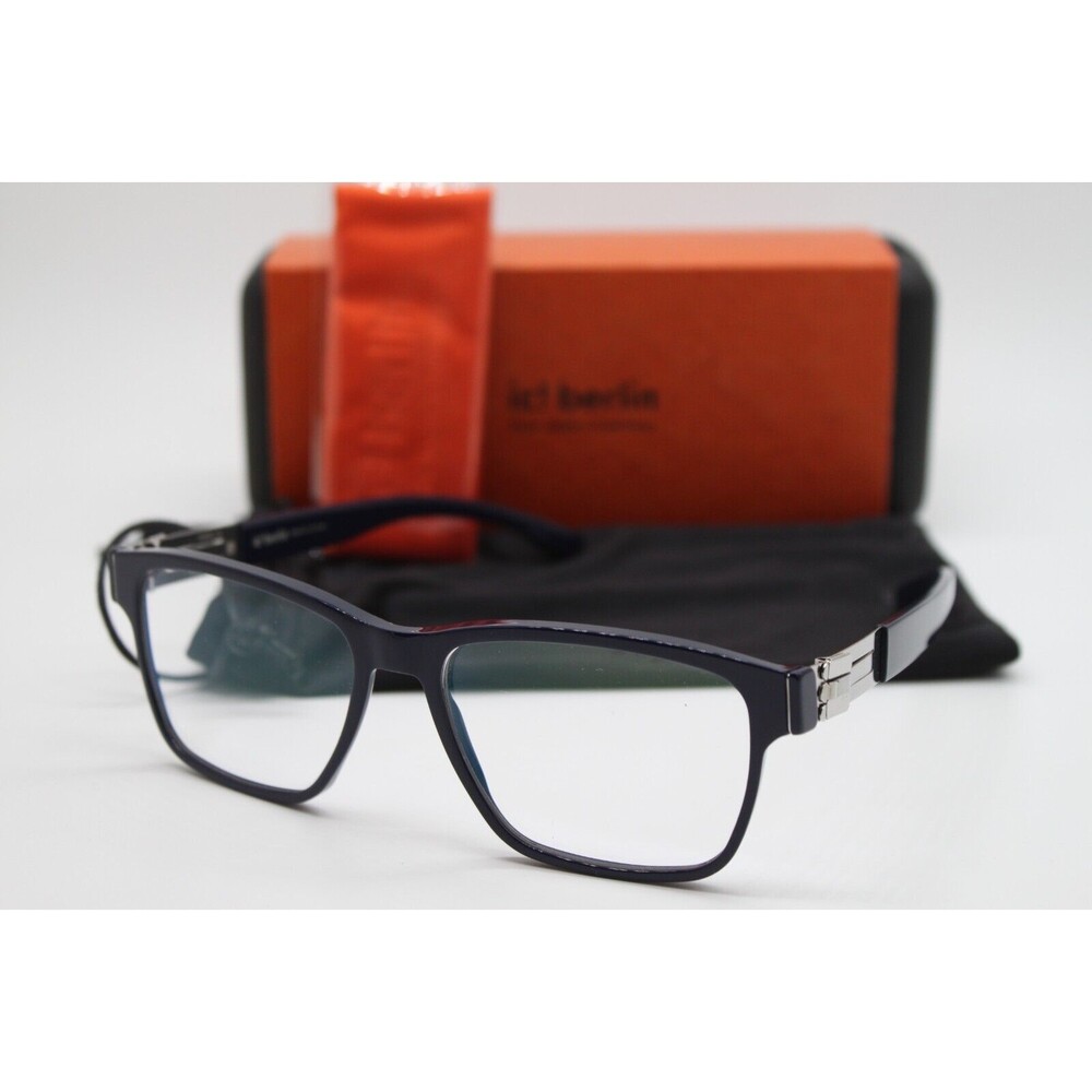 NEW IC! BERLIN META TRUE BLUE CHROME AUTHENTIC EYEGLASSES W/CASE 55-17